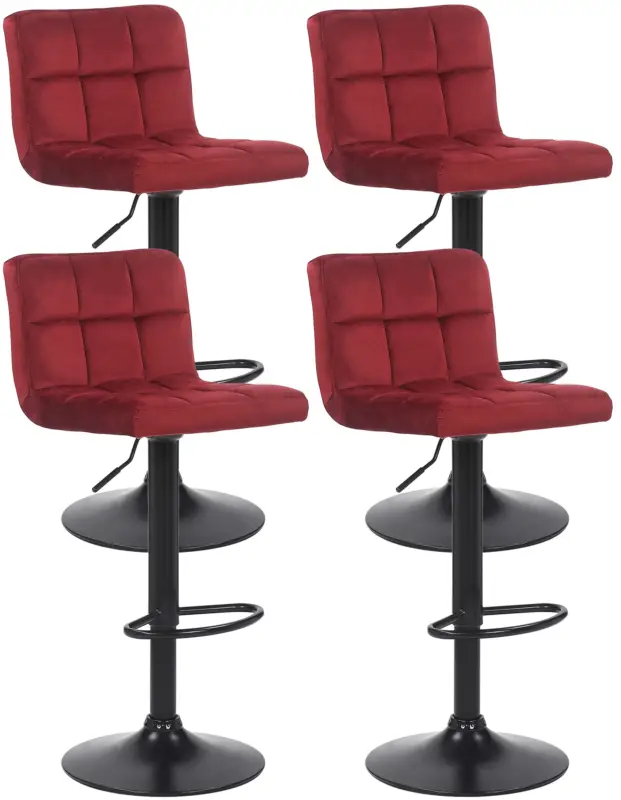 Express Levering Set van 4 barkrukken Feni fluweel Kleur:rood