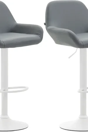 Shop Nu Set van 2 barkrukken Braga kunstleer Kleur:grijs | Kleur frame:wit