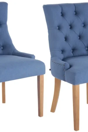 Lage Kosten Set van 2 eetkamerstoelen Aberdeen Kleur:blauw | Kleur frame:antiek licht