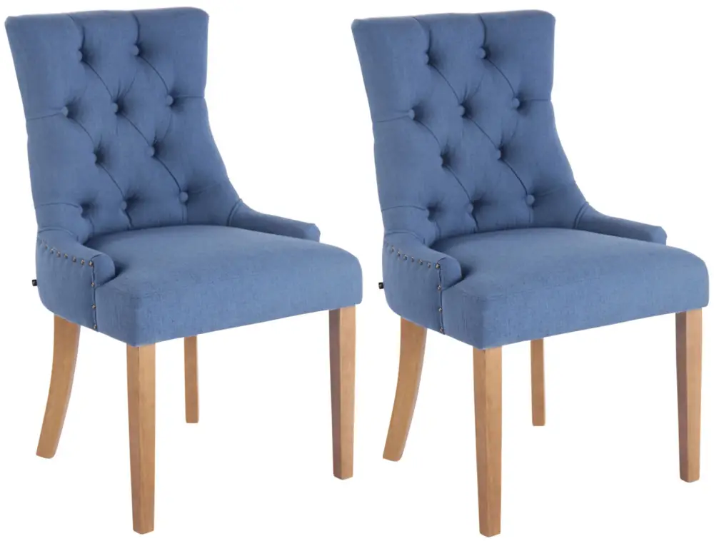 Lage Kosten Set van 2 eetkamerstoelen Aberdeen Kleur:blauw | Kleur frame:antiek licht