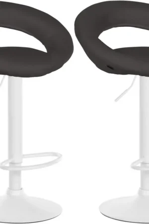 2-delige Set Barkrukken Olinda Stof Kleur:donkergrijs | Kleur frame:wit Korting