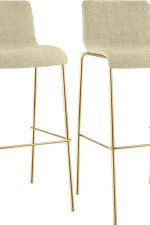 Set van 2 Barkrukken Hover Stoffen Zitting Goudkleurig Onderstel Kleur:creme Hete Deal