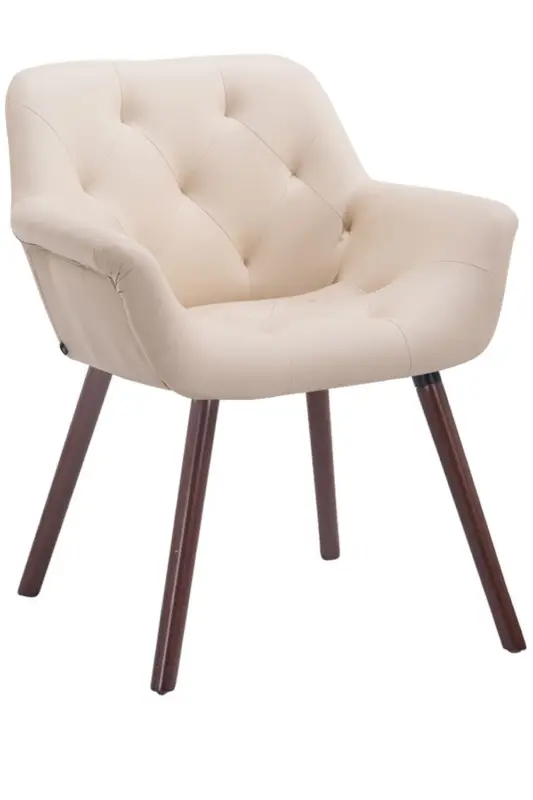 Eetkamerstoel Cassidy Kunstleer Kleur:creme | Kleur frame:walnoot Merkproduct