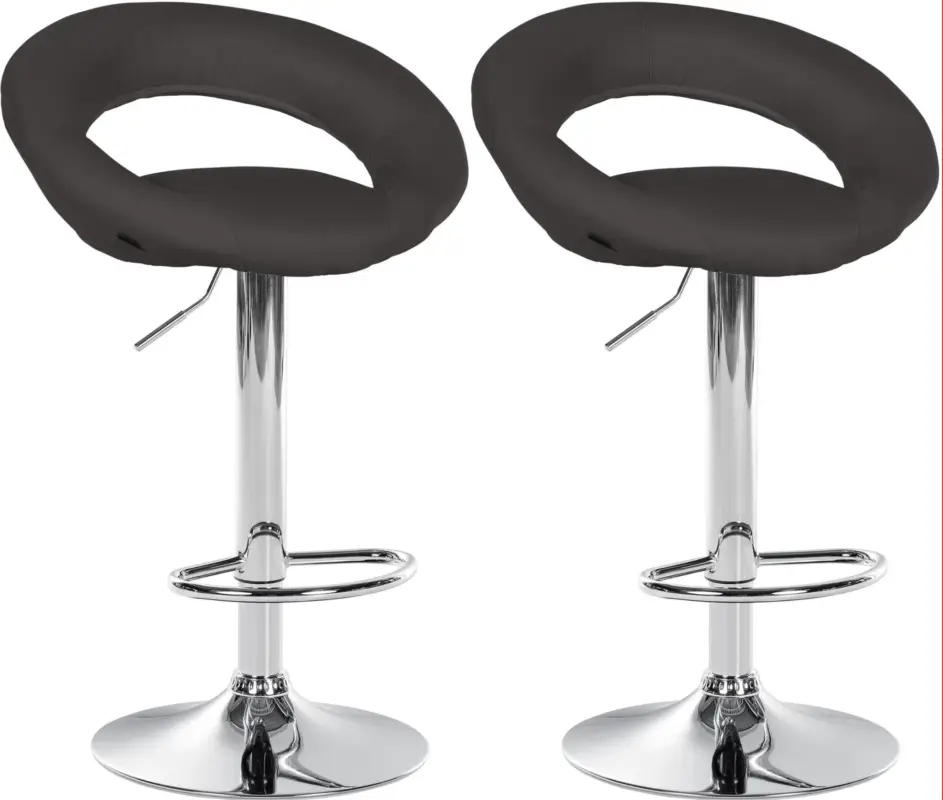 2-delige Set Barkrukken Olinda Stof Kleur:donkergrijs | Kleur frame:chroom Finale Uitverkoop