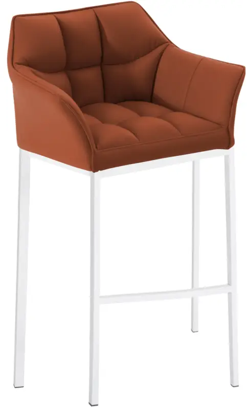 Speciale Aanbieding Barkruk Damaso Kunstleer met Vierpootsframe Kleur:licht bruin | Kleur frame:wit