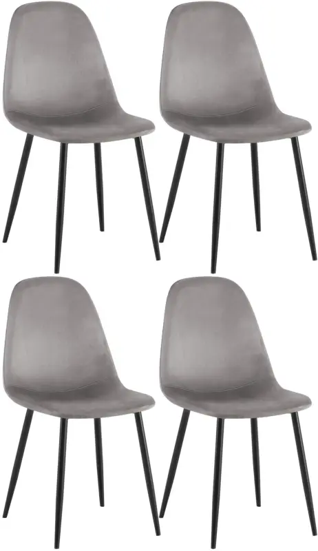 Hete Deal 4-delige set eetkamerstoelen Napier Basismateriaal:Fluweel | Kleur:grijs