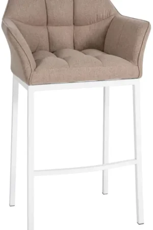 Barkruk Damaso Vilt met Vierpootsframe Kleur:taupe | Kleur frame:wit Favoriet