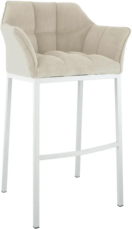Barkruk Damaso Cord met Vierpootsframe Kleur:creme | Kleur frame:wit Betaalbaar