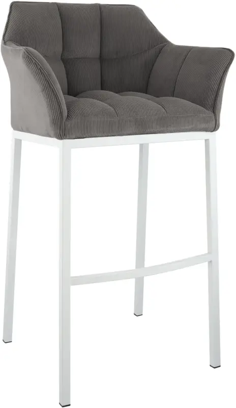 Barkruk Damaso Cord met Vierpootsframe Kleur:taupe | Kleur frame:wit Aanbieding