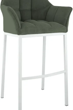 Shop Nu Barkruk Damaso Cord met Vierpootsframe Kleur:groen | Kleur frame:wit