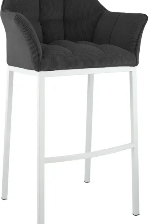 Barkruk Damaso Cord met Vierpootsframe Kleur:donkergrijs | Kleur frame:wit Express Levering