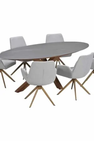 Acate tuinset 7-delig draaibaar Light Teak Look - Scotland dining tafel 230x115 Napoli Sand Fabrieksprijs