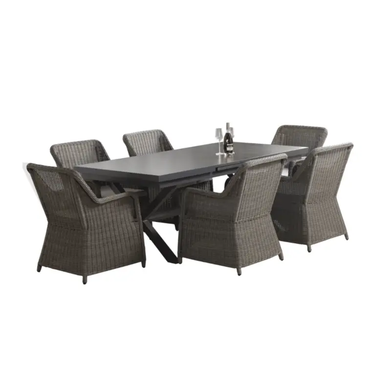 Boender Outdoor dining tuinset 7 delig rotan met uitschuifbare tafel Nieuw