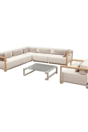 Boender Outdoor hoek loungeset all-weather aluminium 7-delig beige Superprijs