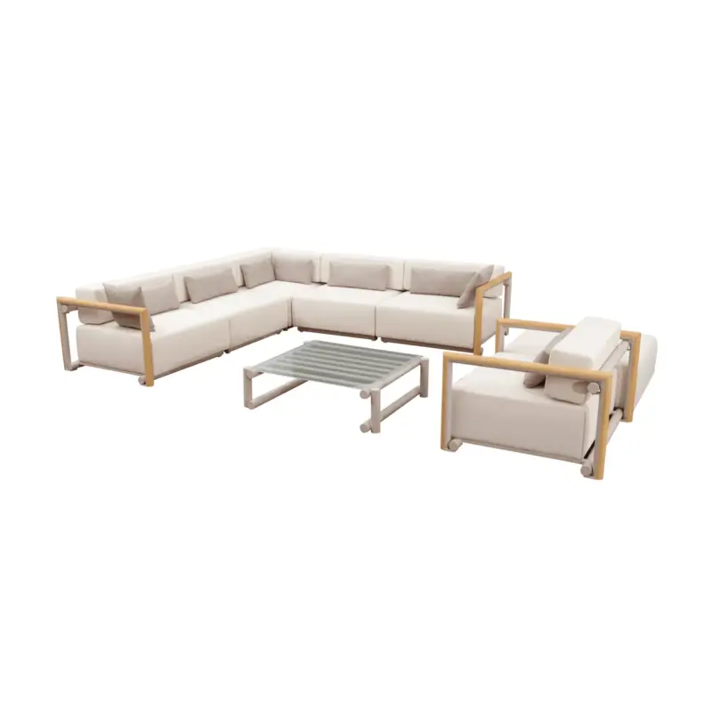 Boender Outdoor hoek loungeset all-weather aluminium 7-delig beige Superprijs