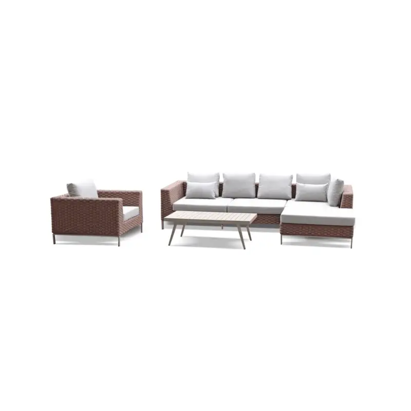 Boender Outdoor Rotan loungeset met tafel Mahoniebruin Tijdelijk Beschikbaar