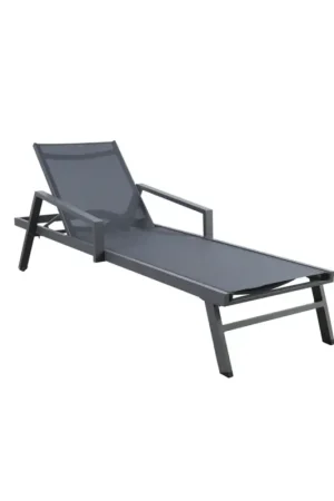 Boender Outdoor textileen ligbed tuin met wielen antraciet Premium