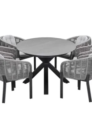Betrouwbaar Fiji tuinset 7-delig Aluminium Carbon Black met Scotland tafel Napoli Sand 230x115 cm