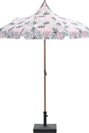 Garden Impressions Aloha – stokparasol Ø200 cm – light teak look – palm forest Nu Kopen