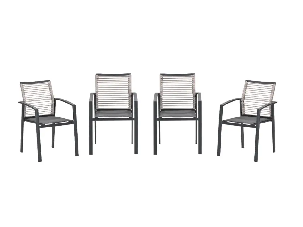 Garden Impressions Cosmo tuinstoelen set van 4 – carbon black / rope natural Lage Kosten