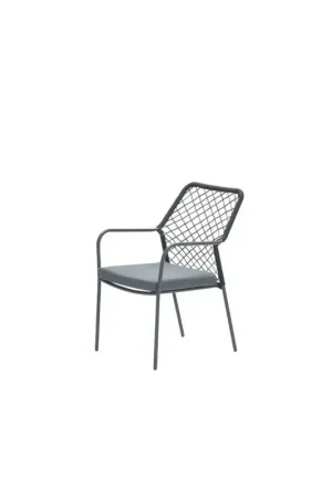 Aanbieding Dido dining fauteuil - carbon black - rope zwart- mystic grey