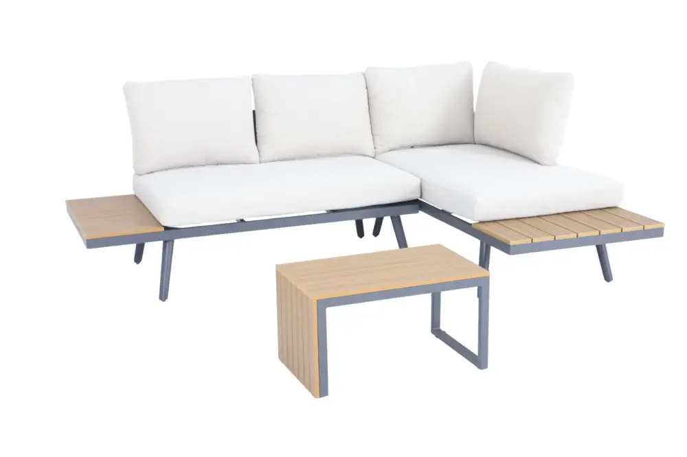 Must-Have Garden Impressions Forro loungeset - carbon black - natural teak look Vironwood - desert taupe