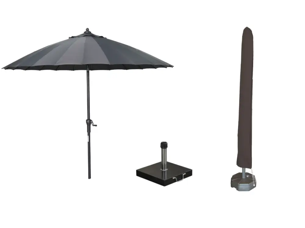 Garden Impressions Manilla parasolset donkergrijs met voet 30 kg en hoes Beperkte Voorraad