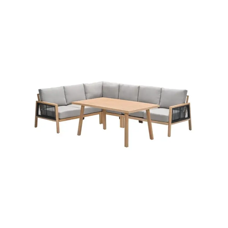 Exclusieve Aanbieding Garden Impressions - San Capri lounge dining set 5-delig rechts - light teak aluminium