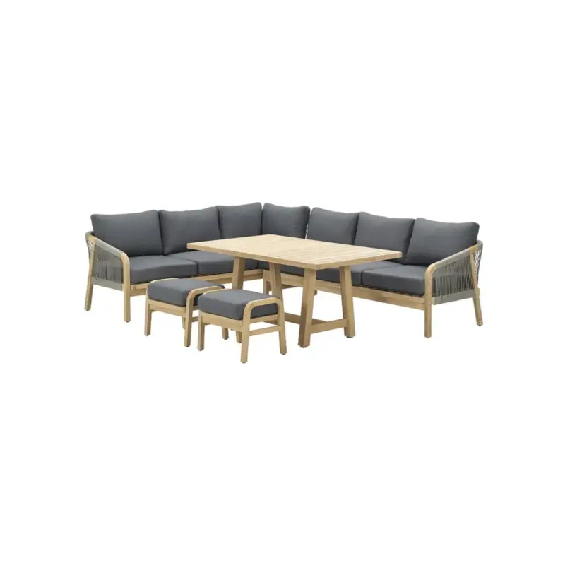 Betrouwbaar Garden Impressions Santos lounge diningset - 5-delig - links acacia white wash - rope dark grey - mystic grey