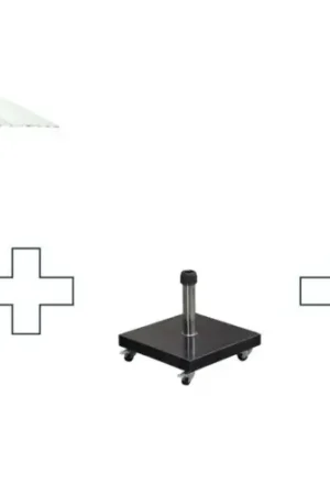 Set van ronde Manilla parasol - met parasolvoet en beschermhoes - 250 cm - Olijfgroen Superprijs