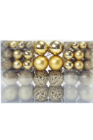 Favoriet Kerstballen set Goud - 100 Kerstballen met verschillende afwerkingen