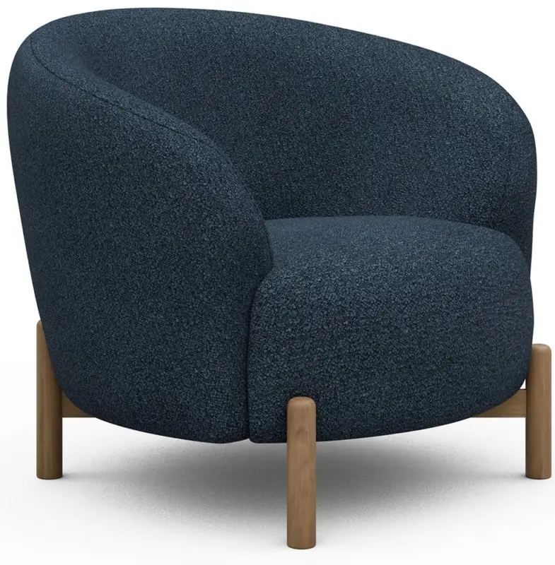 Nieuw Gran Fauteuil Blauw Bouclé / Eiken