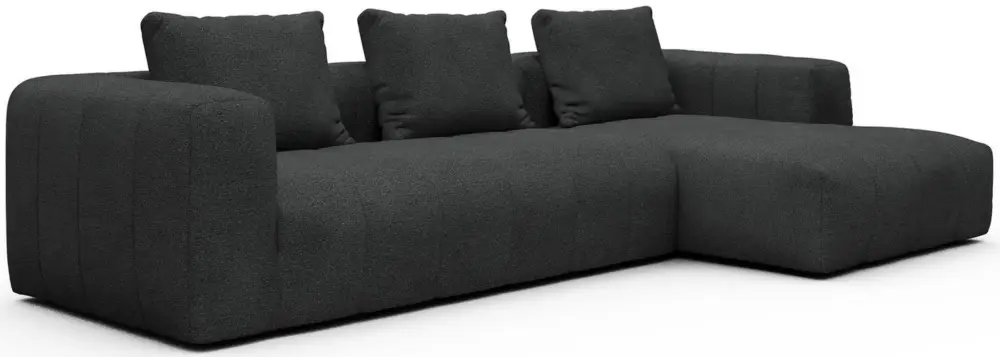 Shop Nu Kornum 2,5-Zits + Chaise Lounge Houtskool Zwart Bouclé