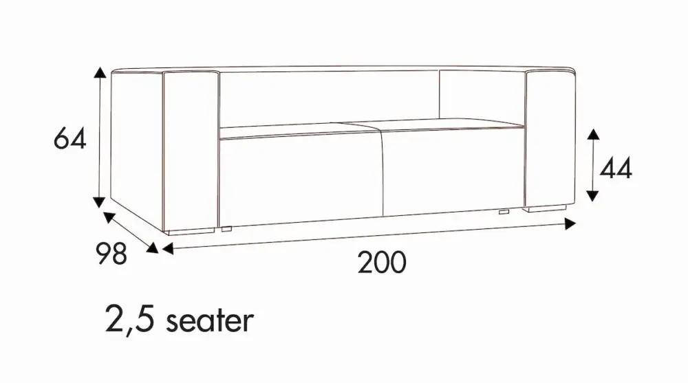 Liam 2,5-Zits 200 cm Bank Goedkoop