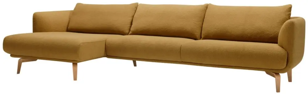 Hoge Kwaliteit Moa Chaise Longue + 3-zits Hoekbank Mosterd