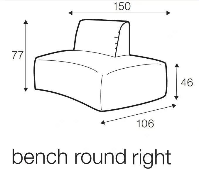 Emily Bench 150 cm Rond Links/Rechts Hoge Kwaliteit