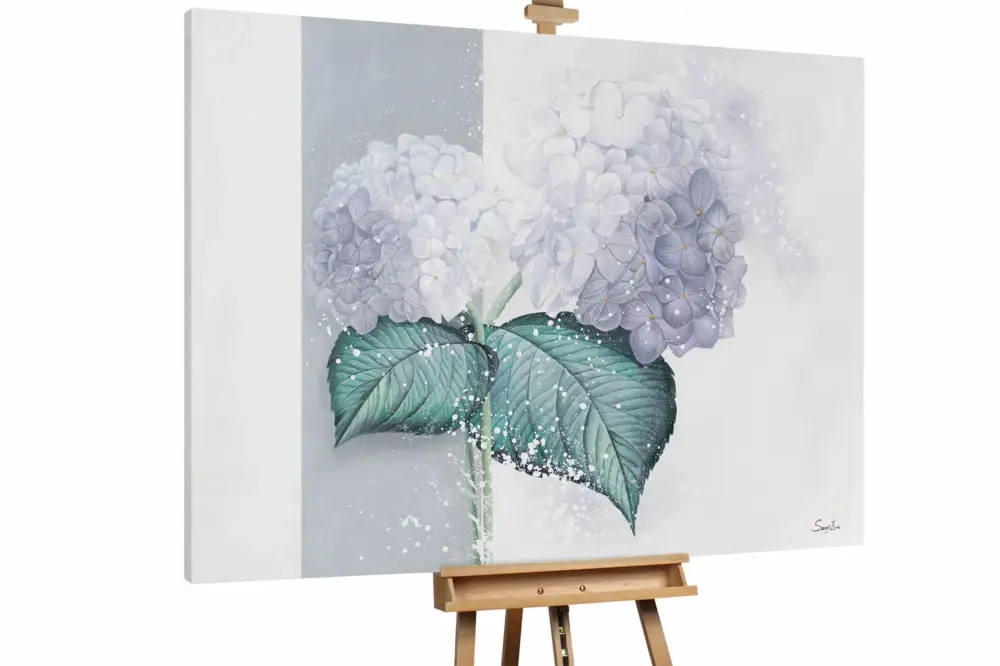 XXL Olieverf schilderijen 'Tender Hydrangea' | Handgeschilderd unicum Laatste Kans