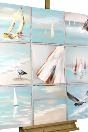Handgeschilderd schilderij 'Summer Getaways' 80x80cm | incl. certificaat van echtheid Premium
