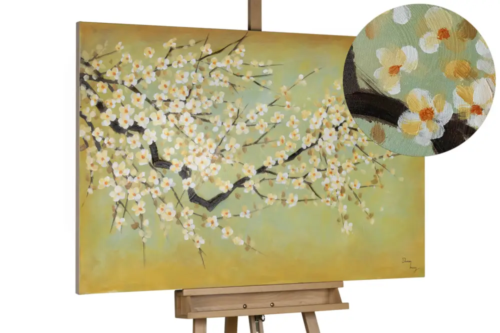 Handgeschilderd schilderij 'Cherry Blossoms' 120x80cm | incl. certificaat van echtheid Favoriet