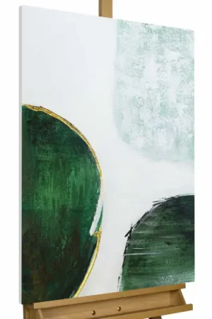 Gecertificeerd Handgeschilderd schilderij 'Green Continents' 60x90cm | incl. certificaat van echtheid