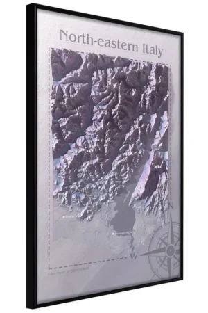 Hoge Kwaliteit Poster 'Raised Relief Map: North-Eastern Italy'