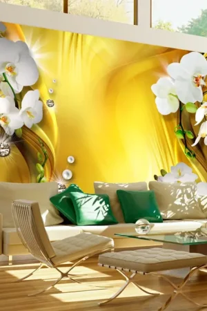 Speciale Aanbieding Behang 'Orchid in Gold'