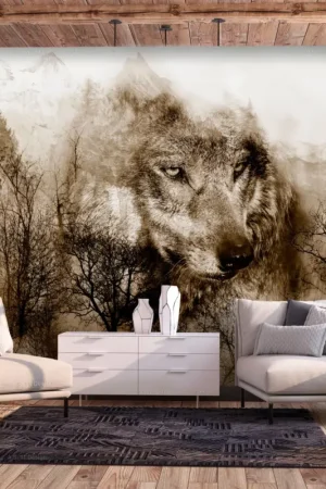 Behang 'Mountain Predator (Brown)' Gereduceerde Prijs