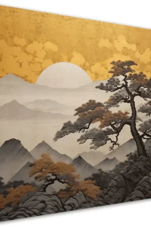Canvas Poster 'Sunrise Over Mountain' Beperkte Voorraad