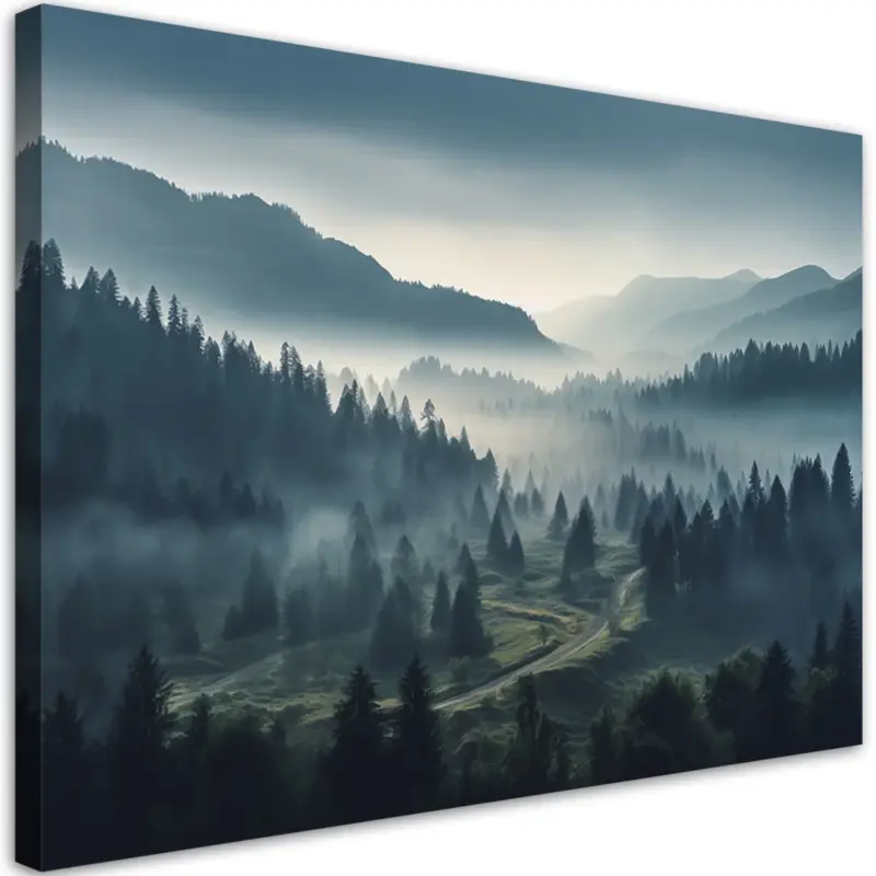 Canvas Poster 'Misty Mountain Forest 2' Seizoensaanbieding