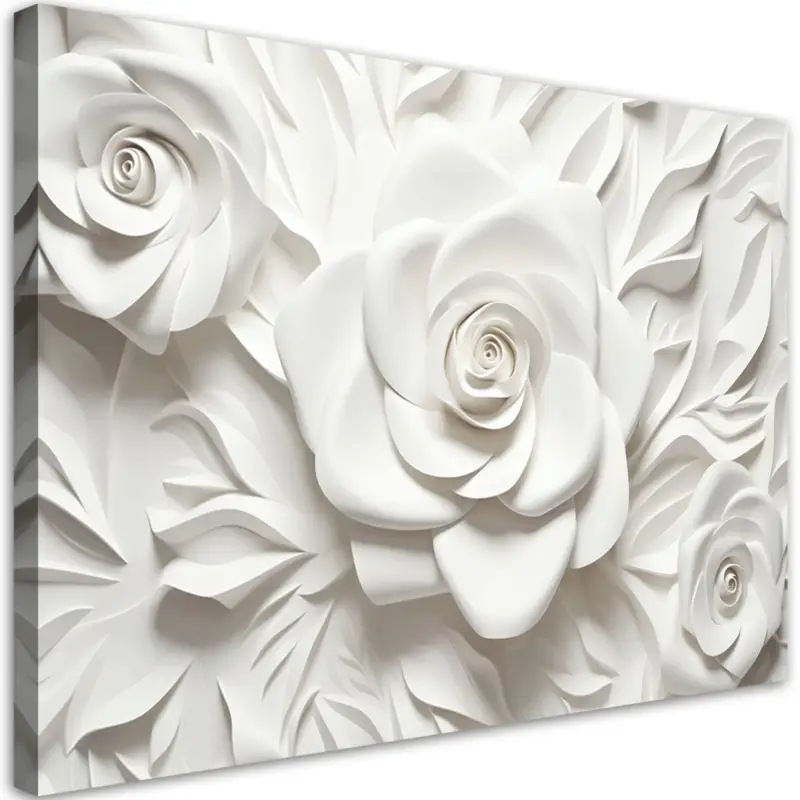 Canvas Poster 'All White Floral' Beperkt Aanbod