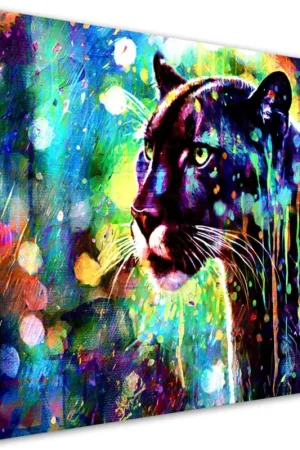 Merkproduct Canvas Poster 'Prismatic Panther 2'