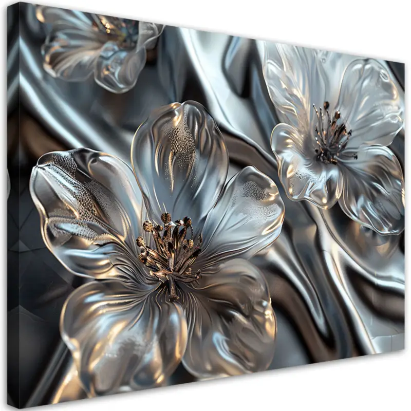 Canvas Poster 'Silver Prism Blossoms' Exclusieve Aanbieding