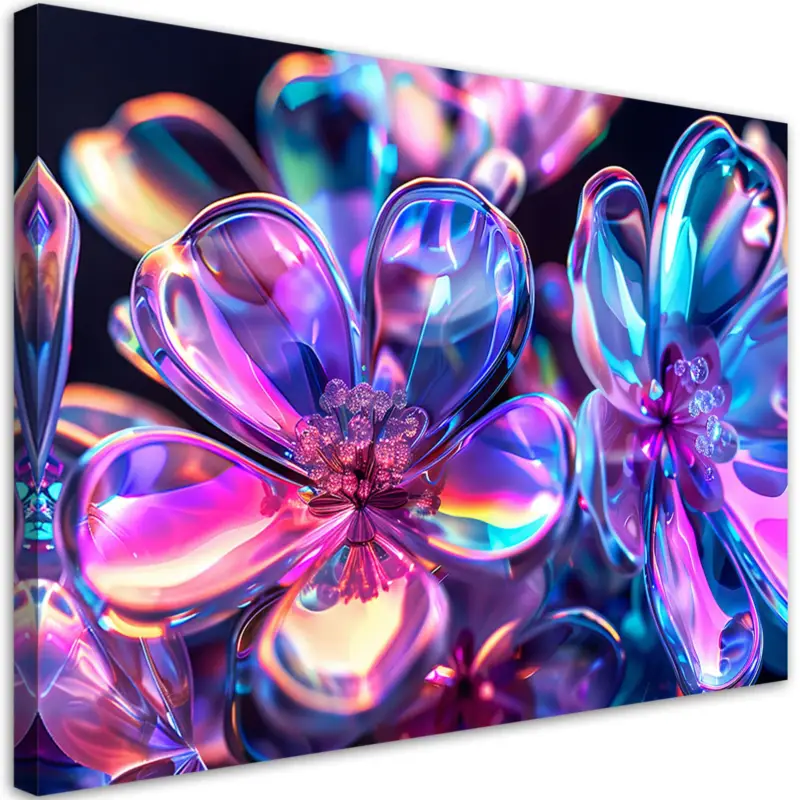 Canvas Poster 'Neon Prism Blossoms 7' Must-Have