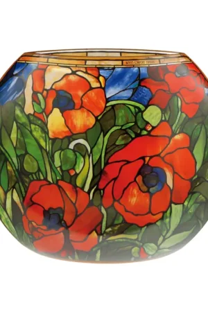 Exclusieve Aanbieding Glazen vaas 'Poppy Symphony' van Louis Comfort Tiffany 10x22x26cm